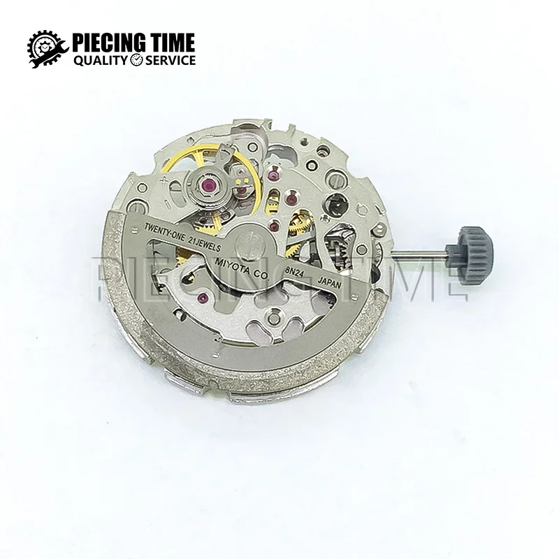 Modified 8N24 Mechanical Movement 21 Jewel Automatic Self-winding Mechanism Gold/Sliver 8N24 Skeleton Automatic Movement