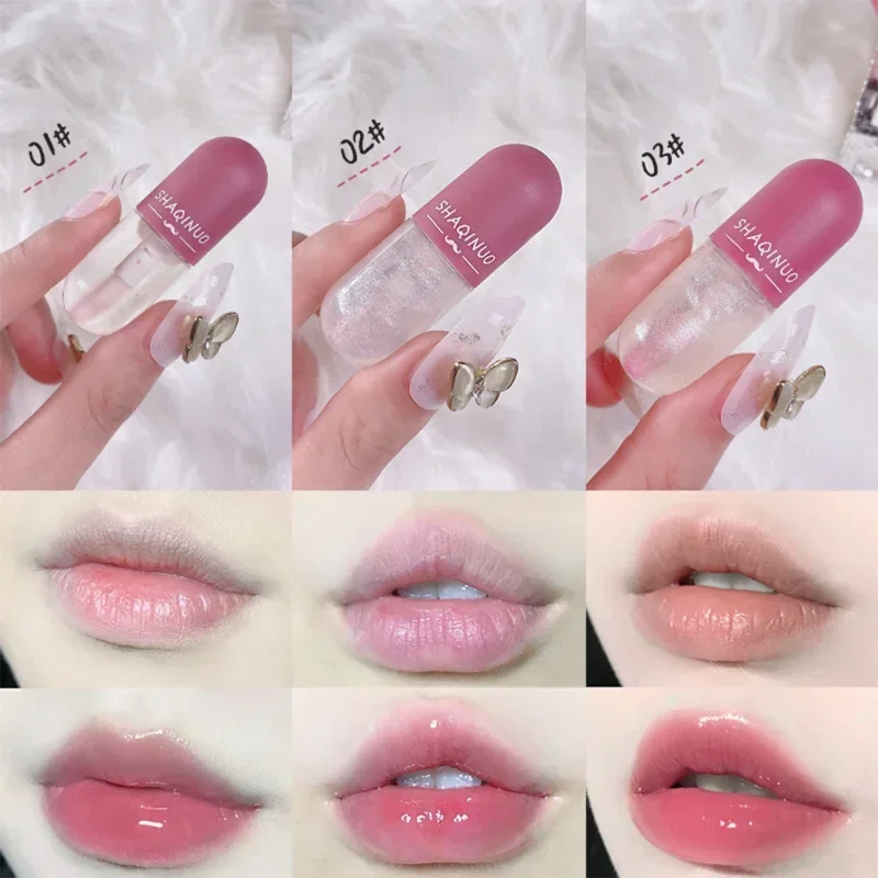 Transparent Glitter Lip Gloss Color Change Crystal Jelly Lip Glaze Glass Moisturizing Plumping Lip Oil Lips Makeup Cosmetics