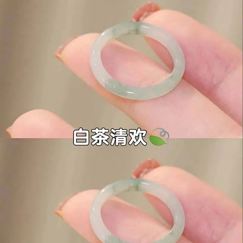 Chinese Style Imitation Natural Jade Glass Ring Ancient Court Style Fashion Couple Ring Popular Jewelry Charming Gift Wholesale