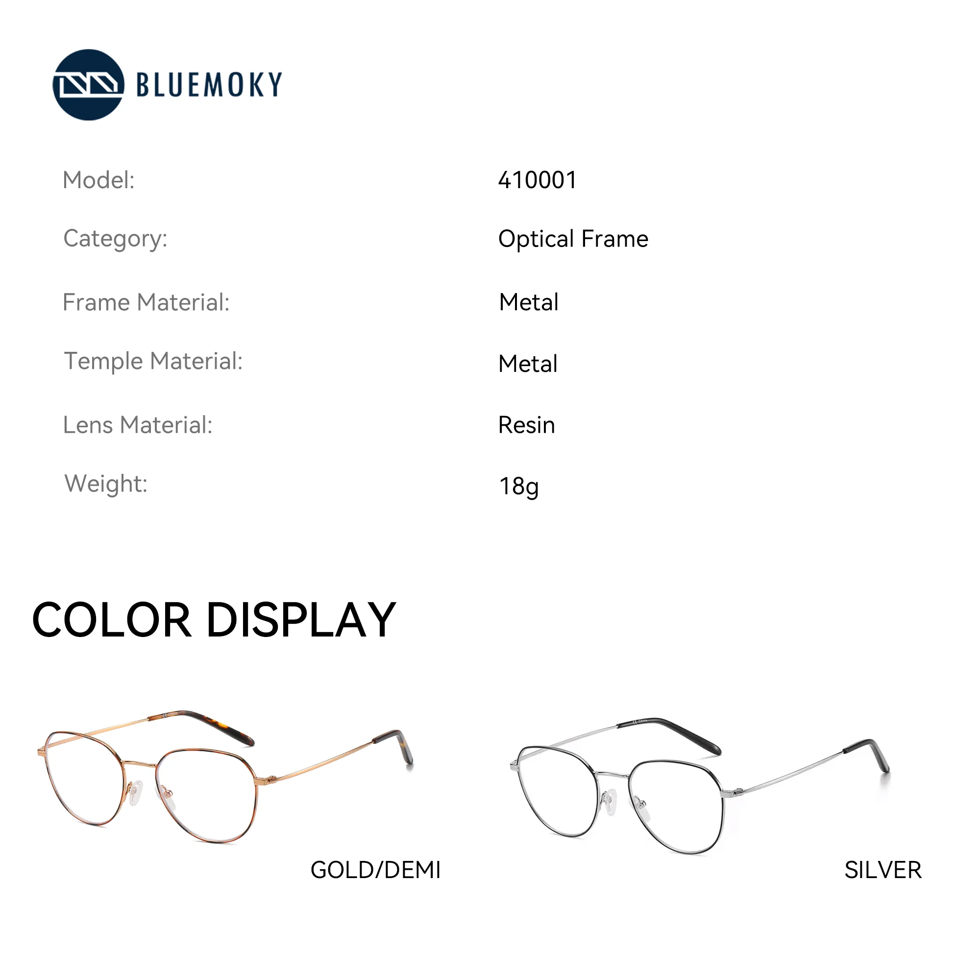 BLUEMOKY Metal Circular Custom Prescription Glasses, Progressive Myopia Blue Film for Men Women, Photochromic Anti Blue Light