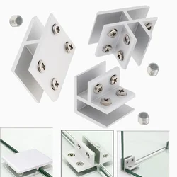 90 /180 Degree Glass Clip Adjustable Aluminum Alloy Glass Support BracketS 2 Sides/3 Sides  Connected Glass for Display Cabinets