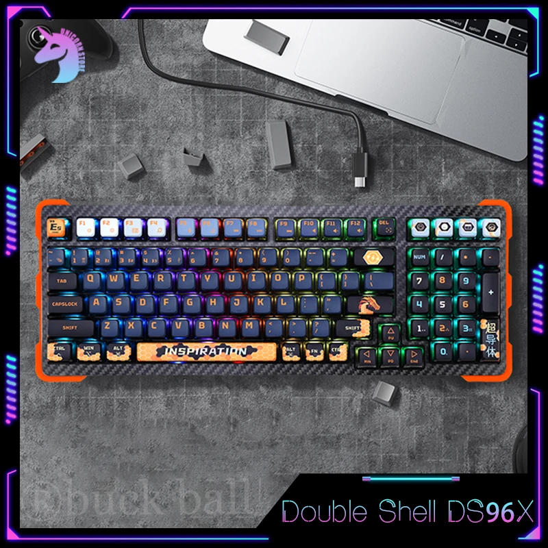 

Double Shell DS96X Mechanical Keyboard Wireless Bluetooth Keyboard Aluminium 3Mode Customization Mute RGB Light Gaming keybords