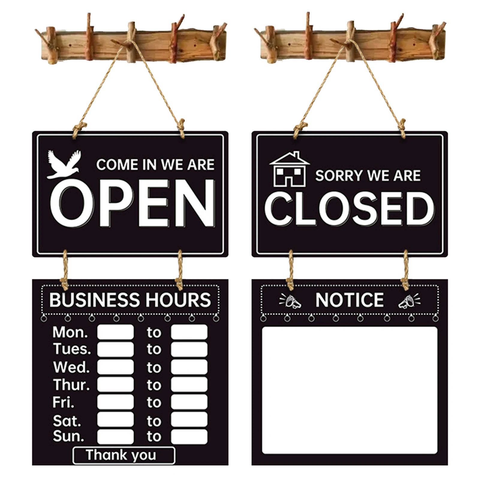 Double Sided Store Hours Sign Open And Closed Sign With Hours Decorative Welcome Boards Business Hours Sign For Store Shop Gym