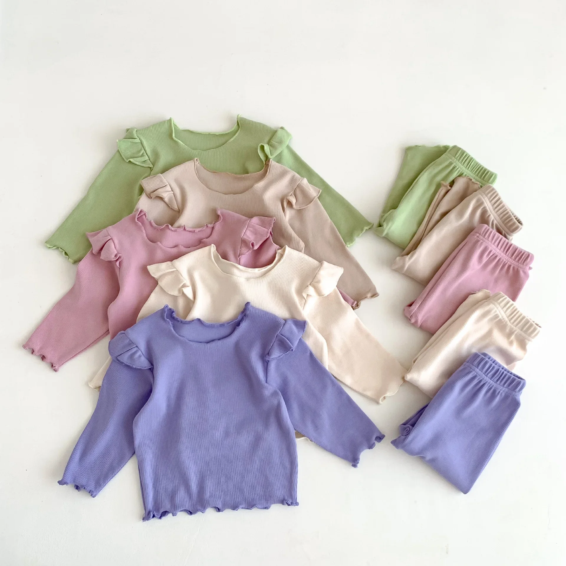 0-3T Newborn Kid Baby Girl Clothes Set Long Sleeve T Shirt Top Pant Suit Cotton Ruffles Two Piece Set Cute Outfit