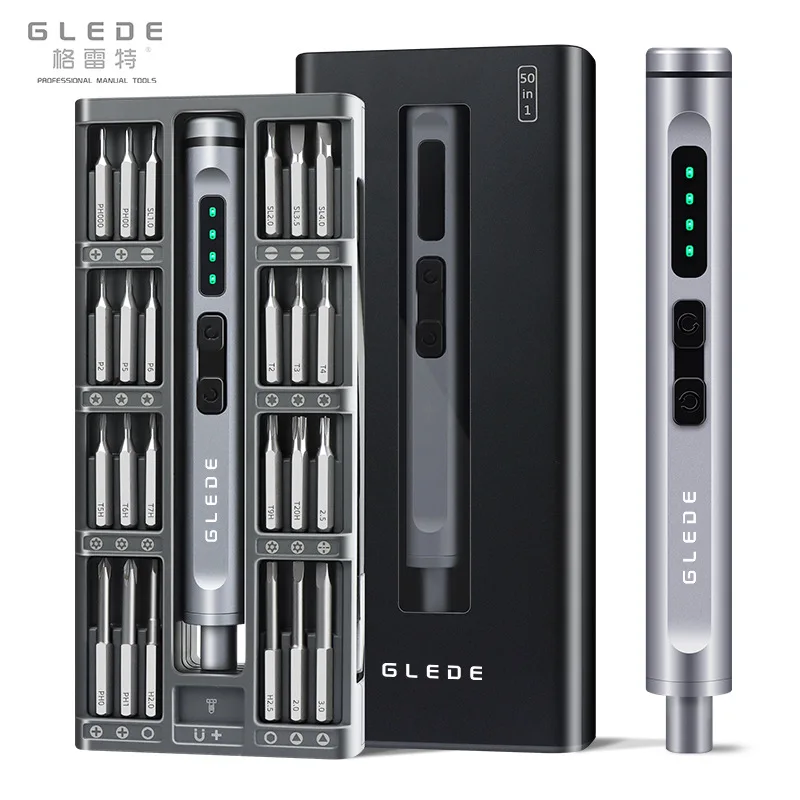 50 in 1 Precision Electric Screwdriver Set for Phone Repair, 48 Alloy Bits, Rechargeable 3.7V Mini Power Tool with LED Light