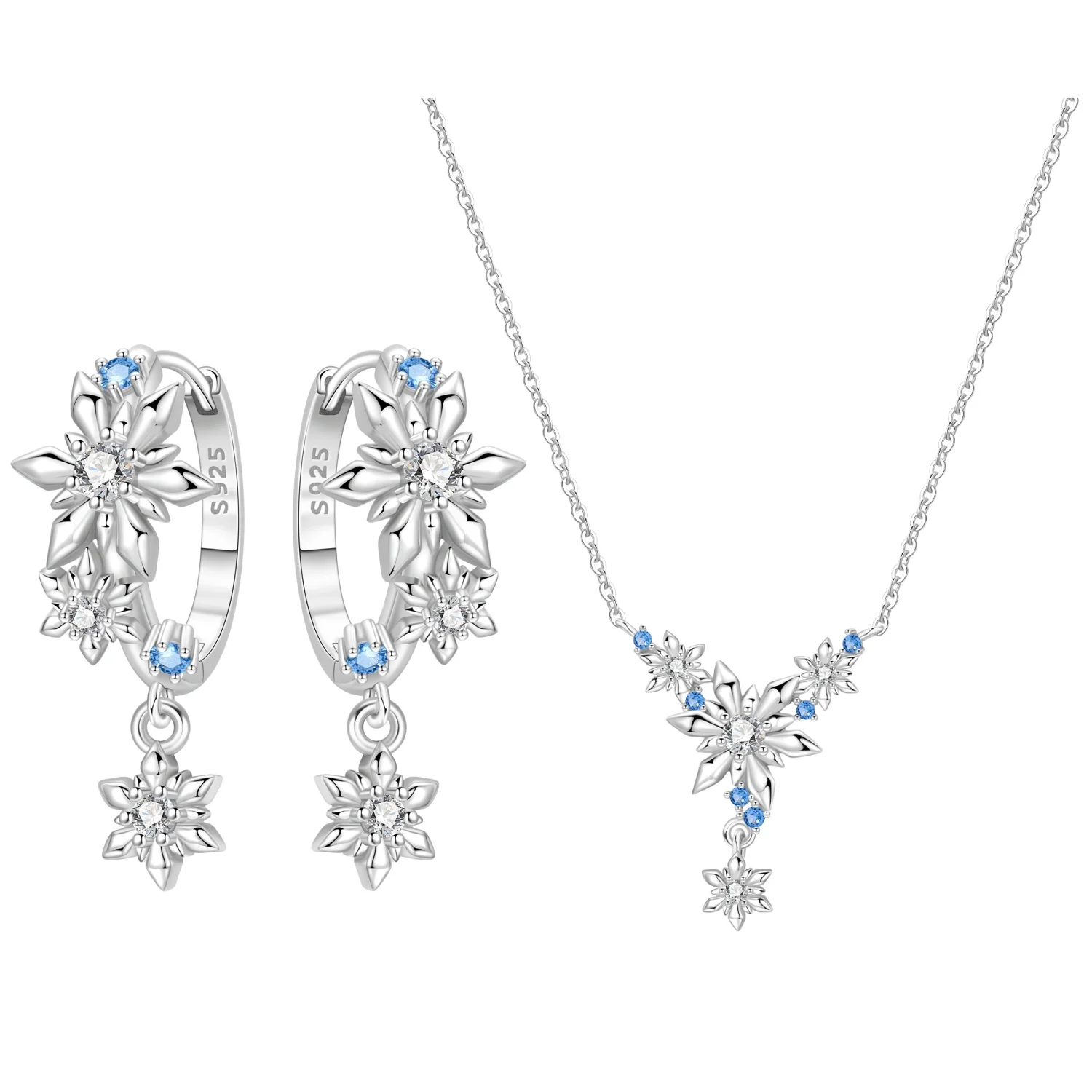 Orstarry S925 Sterling Silber Schmetterling-Blumen-Ohrringe und Halsketten-Set, Exquisites Herz-Hänge-Schmuckset für Damen, Party-Geschenk – Detail 28