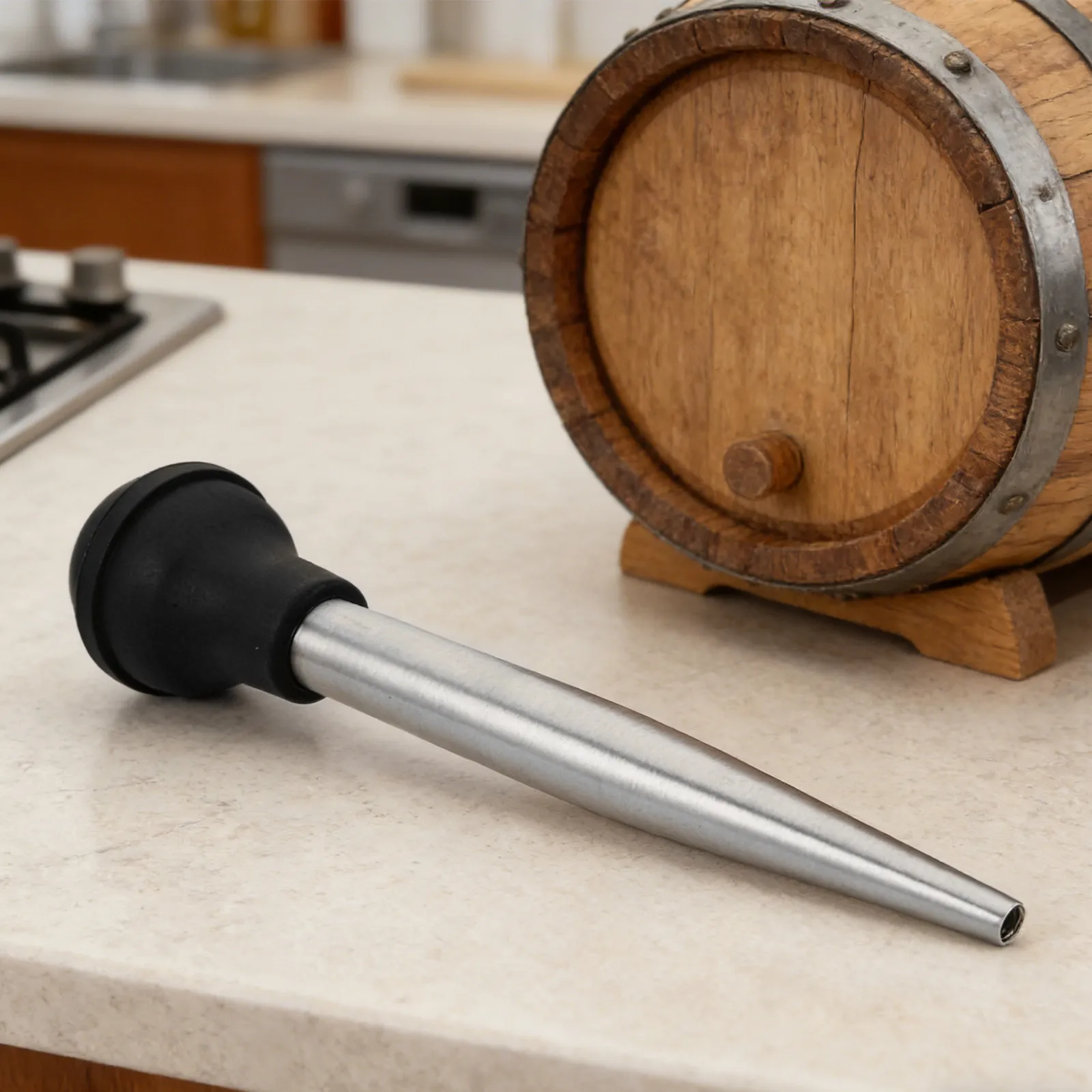 Wine Sampling Pump Metal Dropper Barrel Liquid Transfer Tool Ergonomic Wine Tasting Pipette Sample Pipette for Brewing Equipment