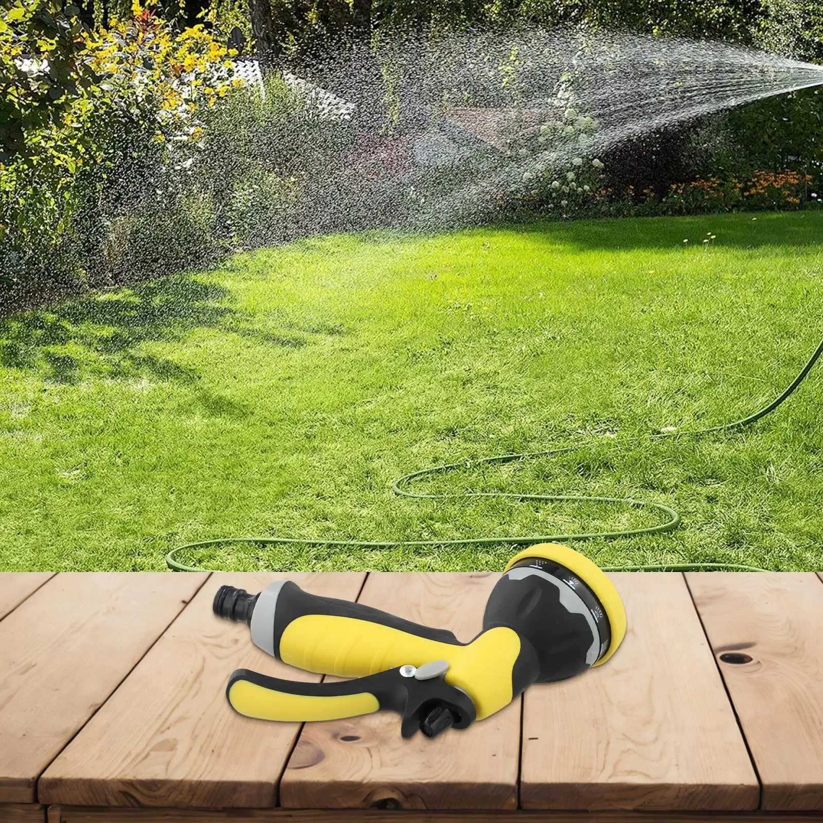 Adjustable Spray For Cleaning Flower Adjustable Hose Nozzle Yellow Multi-Function Sprayer Insulated Grip For Winter Gardening