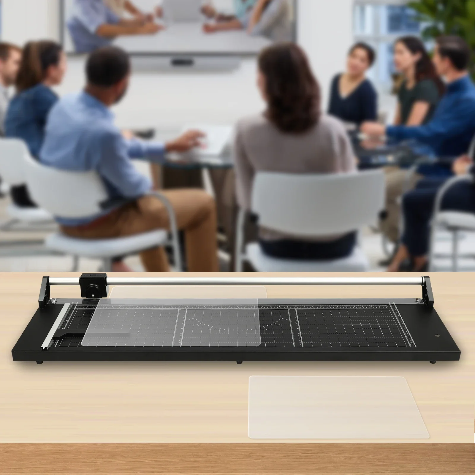 36in Positioning Roll Cutting Paper Cutter with 2 Spare Blades, Desktop Straight Paper Trimmer for Cutting A3, A4, and A5 Sizes