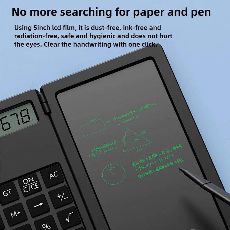 

Умный калькулятор 2-в-1 и 5-дюймовый планшет для письма, складной 12-значный ЖК-дисплей для офиса, студентов, учителей, бухгалтерского учета