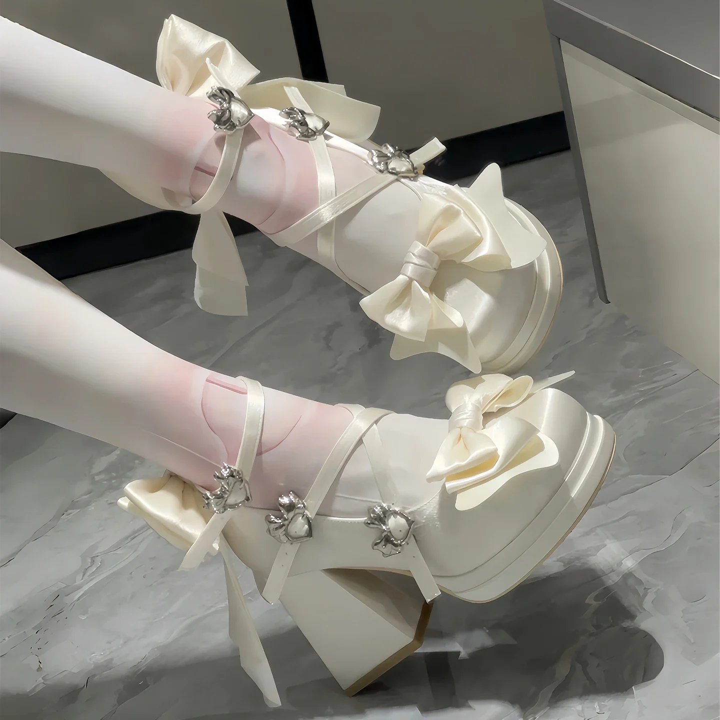 Original Japanese Girl Lolita Single Shoes Waterproof Platform High Heels Thick Heels Elegant Cute Single Shoes