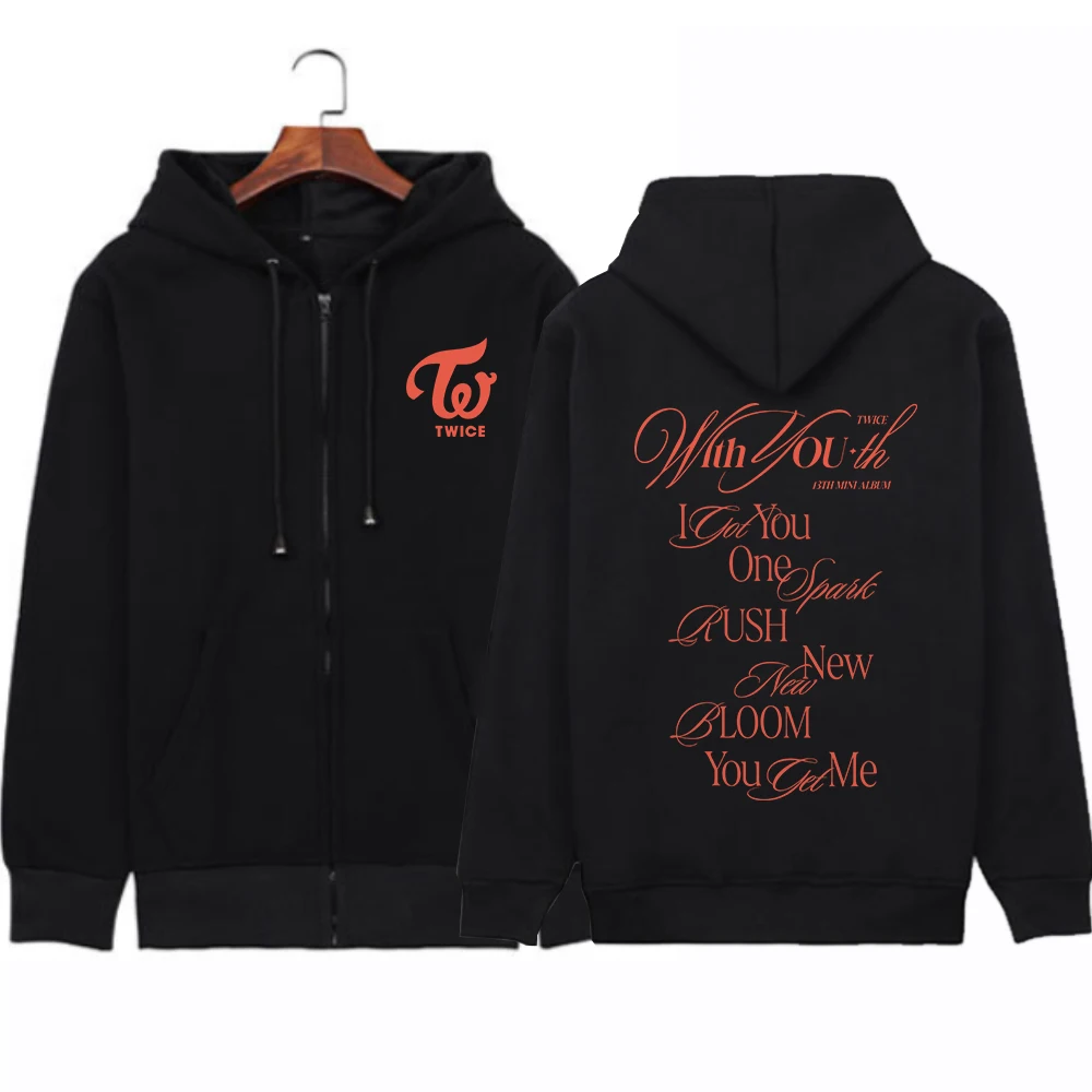 Kpop Twice With You-th Album Print Hoodie Sweatshirts Long Sleeve Streewear Pullover  Zip Up Hoodie Clothes