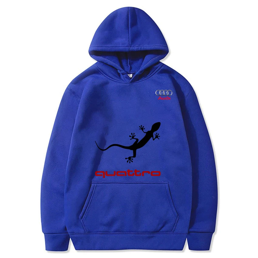 

A hooded sweatshirt with a hoodie and Audi logo, casual and fun, suitable for both men and women. A simple urban style loose fit