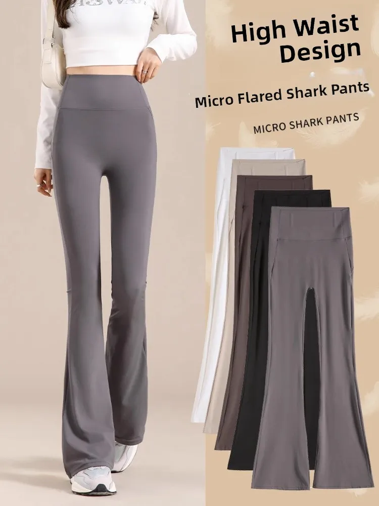 

Женские тонкие брюки для йоги с высокой талией, дышащие, эластичные, с эффектом утяжки живота, для фитнеса, танцев и повседневной носки, расклешенные.