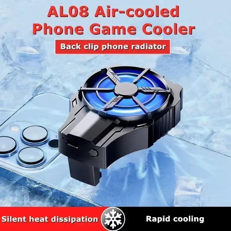 AL08 Mobile Phone Back-clip Air-cooled Turbo Hurricane Cooling Fan Radiator for PUBG Game Cooler for IOS Android Cool Heat Sink