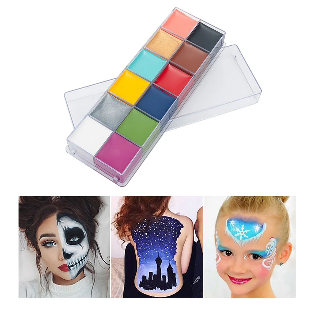 

12 Colors Body Paints Oil Based Makeup Kit Portable Safe Environmental Protection for Festivals Parties Body Art
