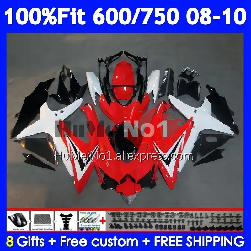 Injection Kit For SUZUKI Black red GSXR-750 GSXR 600 750 105No.9 K8 GSXR600 GSXR750 08 09 10 GSXR-600 2008 2009 2010 Fairing