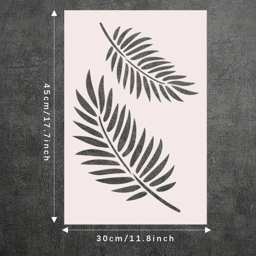 1PC 11,8x17,7 inch palmblad stencil voor muur en meubels schilderen, herbruikbare tropische plant sjabloon voor thuis kunst DIY