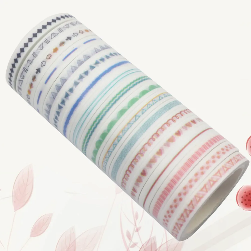 18 Rolls Border Stripe Decorative Paper Tape Creative Patterns for DIY Scrapbooking Photo Album Diary Sticker Craft Decoration