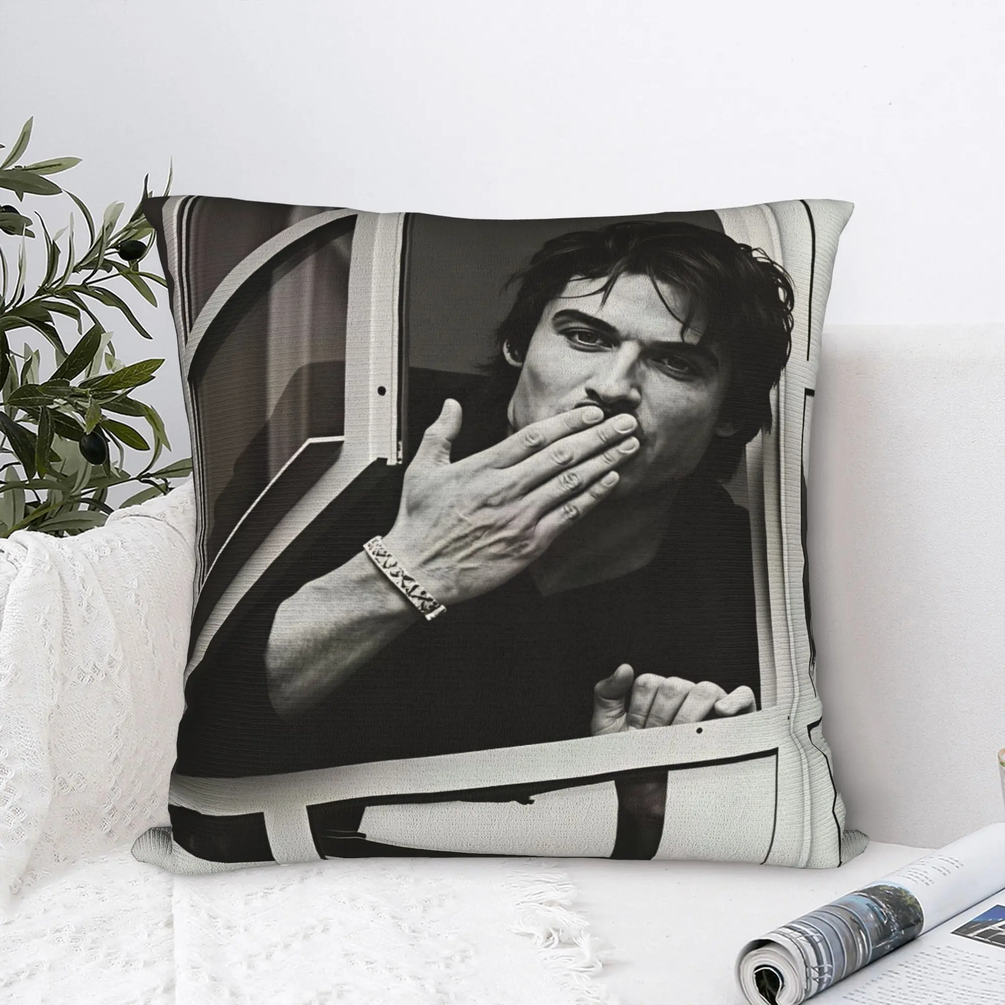 VIKAMA Vampire Diaries Damon Portrait Pillowcases  Vintage Pillow Case For Chair Sofa Home Decor Design Pillow Cover