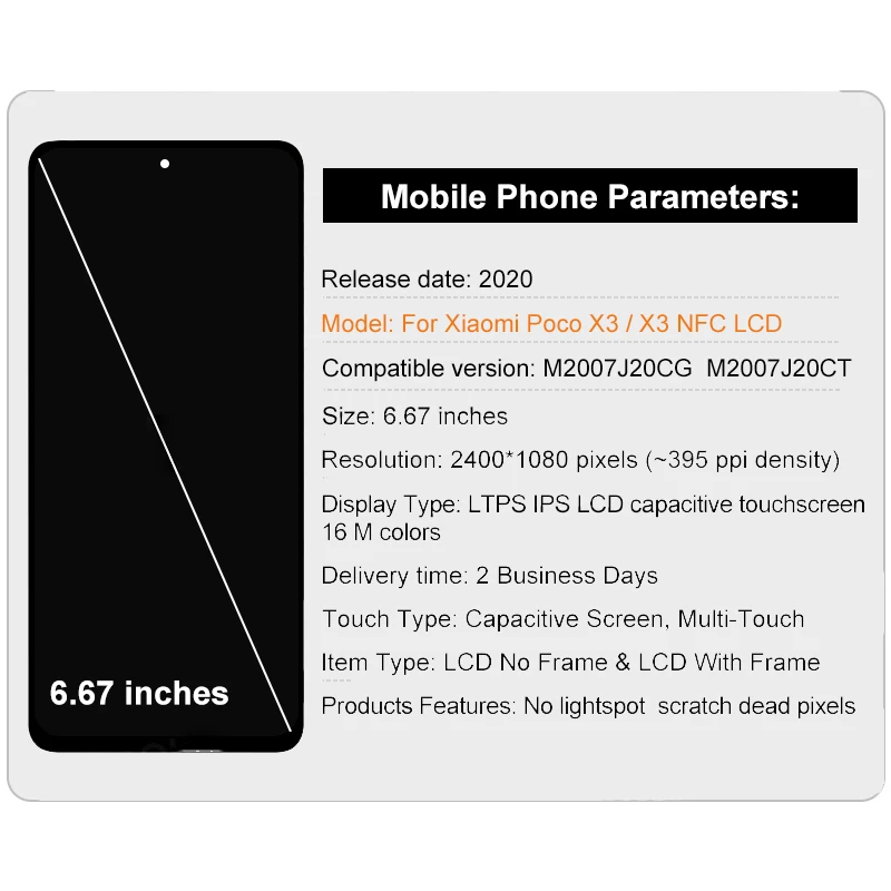 Original For Xiaomi POCO X3 Display LCD Touch Screen Digitizer For POCO X3 Pro NFC LCD Replacement Parts M2007J20CG Display Best