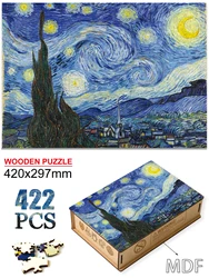 Exquisite Wooden Jigsaw Puzzles The Starry Night Puzzle Games Oil Painting Intellectual Toy For Adults Kids Special Gifts