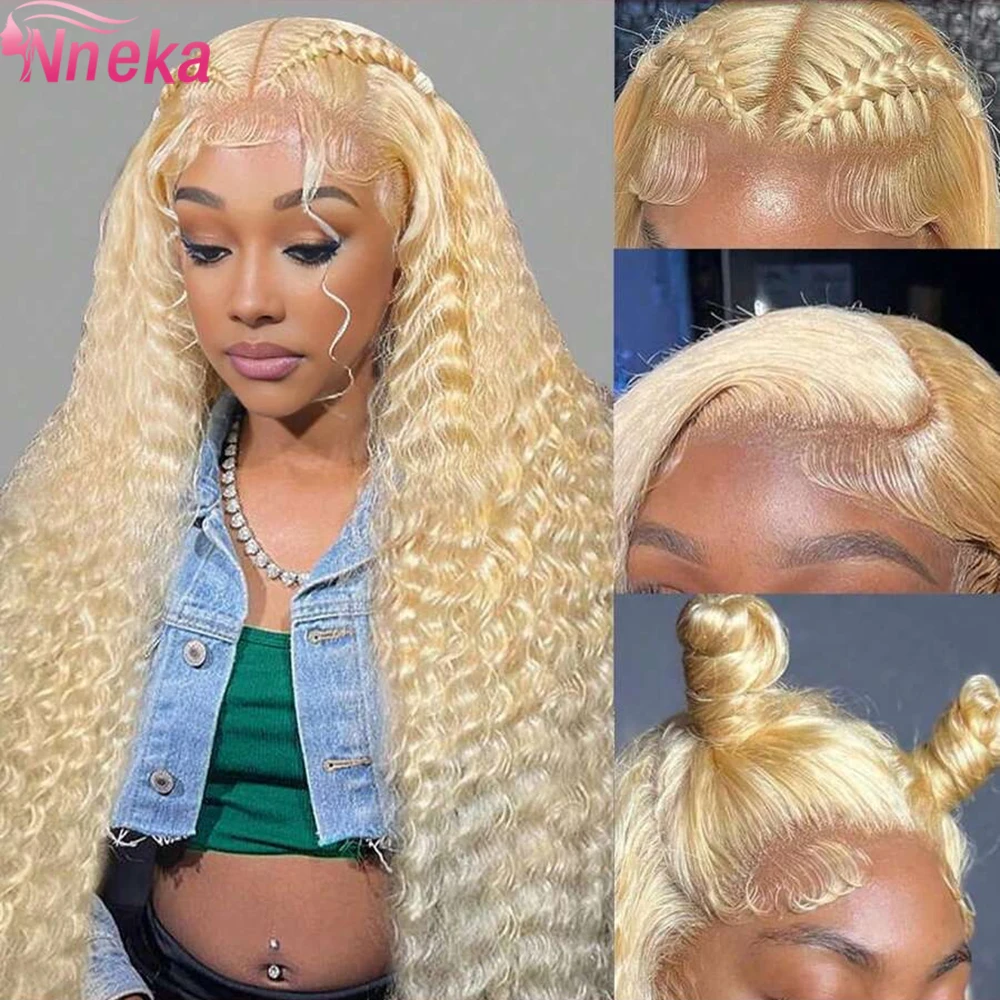 

Парик из натуральных волос с глубокой волной, 200% плотность, 613 Deep Wave, 13x6 HD Lace Frontal, 36 дюймов, медово-русый, Water Wave, для женщин