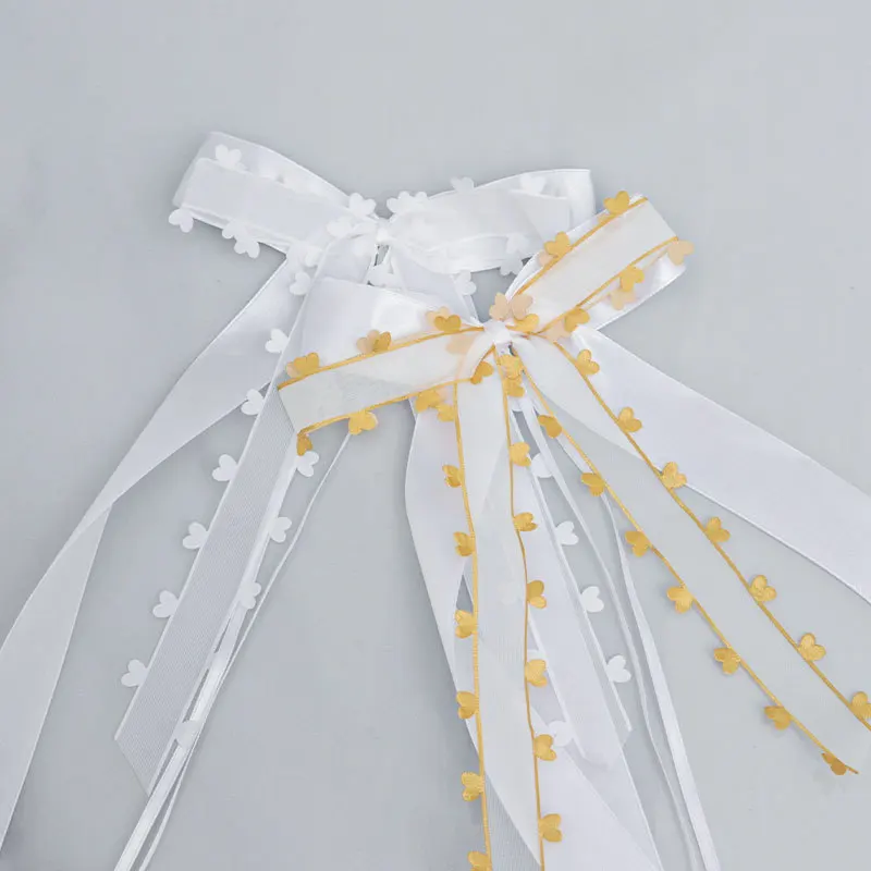 30/10Pcs White Ribbon Bowk Wedding Car Bowknot DIY Gift Wrapping Ribbon Bows Romantic Wedding Birthday Party Chair Decorations