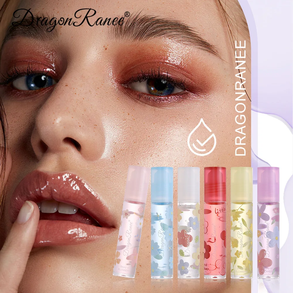 Autumn Winter Cute Floral Transparent Lip Oil Long Lasting Nourishes Anti-drying Lip Gloss Reduce Lip Line Moisturizes Lip Balm