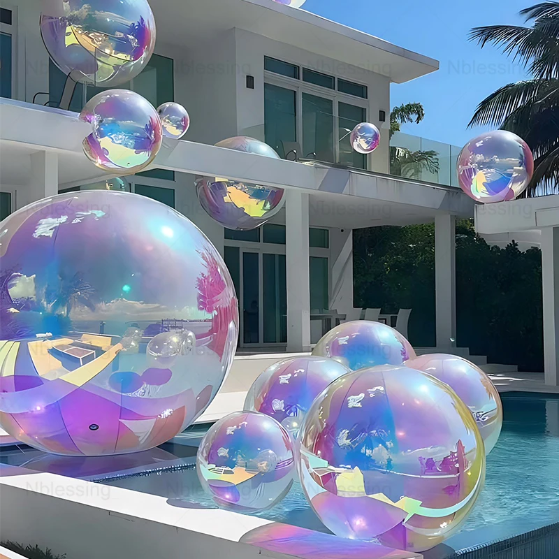 Advertising Decoration Giant Silver Inflatable Sphere Mirror Ball Reflective Balloon for Festival Party Stage Show Nightclub