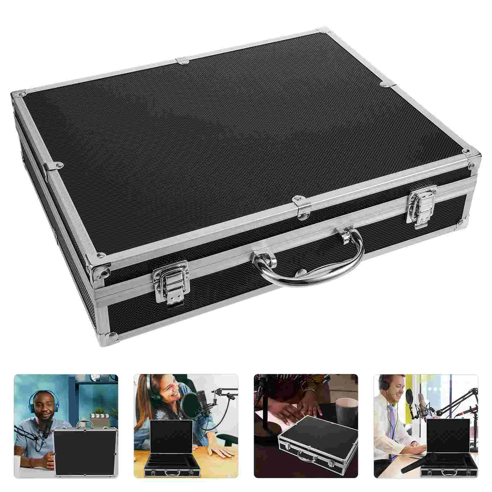 

Handheld Travel Wireless Microphones Carrying Case Aluminum Alloy Portable Holder