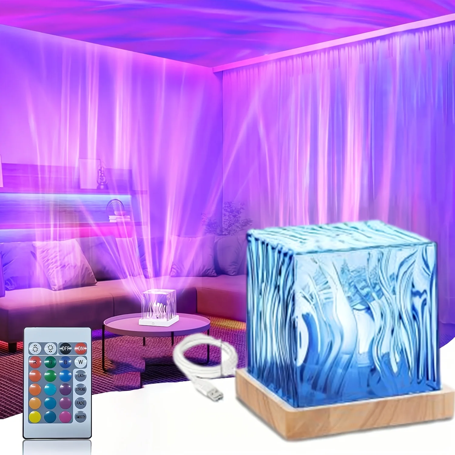 1/2‑Pack USB Powered 16‑Color LED Aurora Galaxy Projector, Remote Control Northern Lights Night Light, Dimmable Ambient Light for Bedroom, Stylish Home Decor Gift
