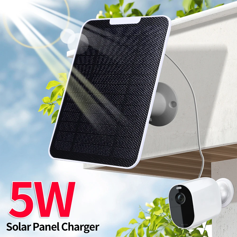 1/3 Pcs 5W Solar Panel Charge IP65 Weatherproof Solar Cell Panel 360° Adjustable Wall Mount for Arlo Essential Spotlight Camera