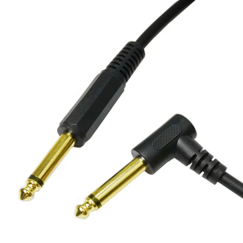 Microphone Audio 6.3/6.35/6.5mm Male to Male Mono Elbow Audio Connection Cable 1m