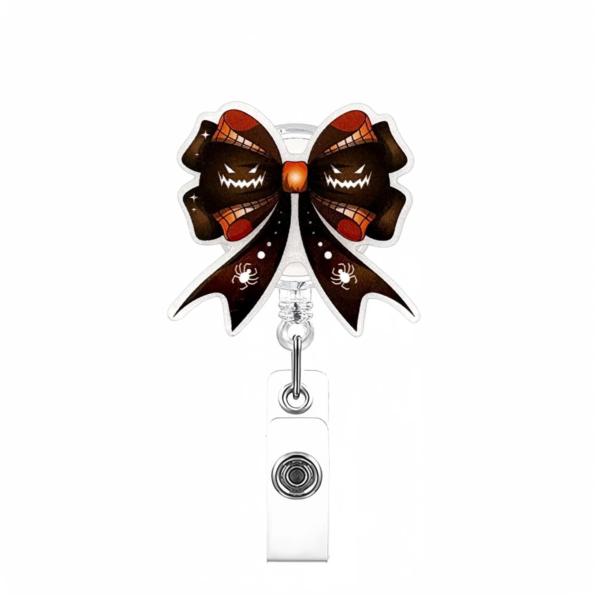 

Halloween Bow Black Cat Ghost Doll Acrylic Badge Reel Retractable Name Tag Clip ID Card Badge Holder for Nurse Doctor 2025 New