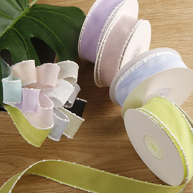 50Yards 9MM/16MM/25MM/38MM White Edge/Jump Point/Snow Tape Ribbon DIY Hair Bow Children's Accessories Girl Hairpin Material