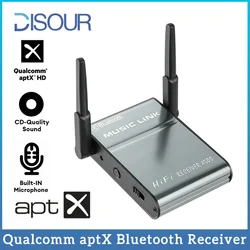 Qualcomm aptX ricevitore Audio Bluetooth Hifi Lossless HD Music adattatore Wireless 3.5MM AUX RCA Stereo doppia Antenna con microfono