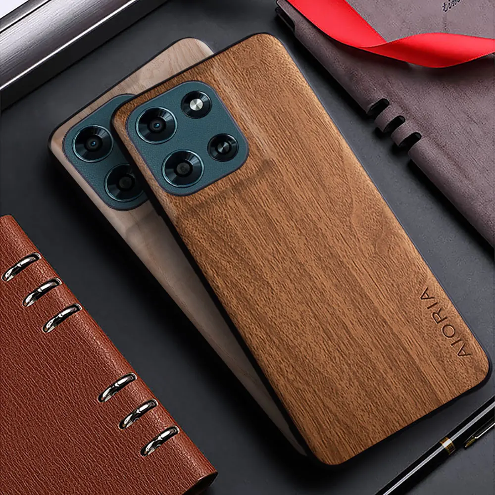 Funda para Motorola 26 Moto G Power Play Stylus 2026 2025 funda con patrón de madera de bambú funda trasera de cuero para moto g power play