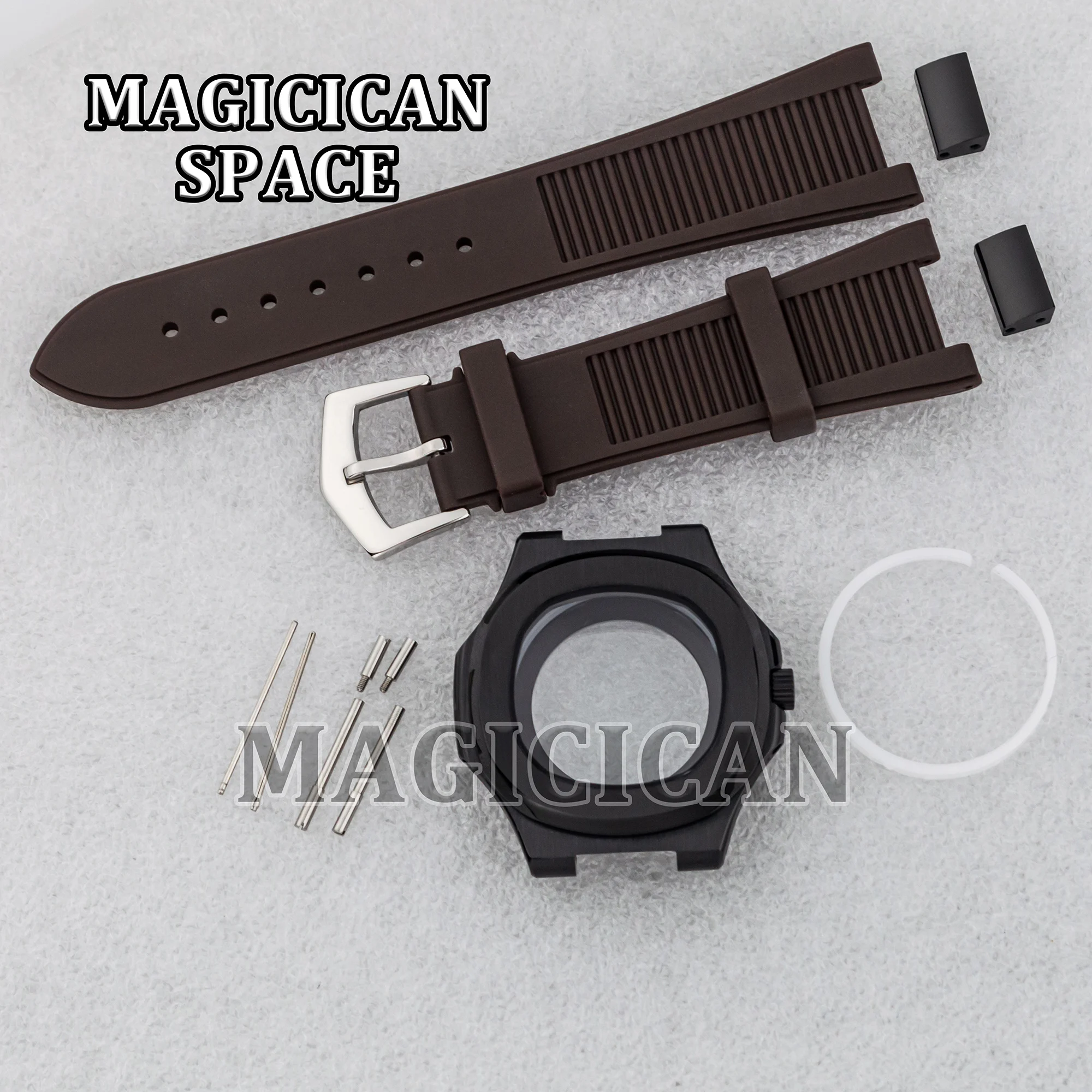 NH35 Watch Case Rubber Strap Sapphire Crystal 10ATM Waterproof 41mm Case for Nautilus Watch Mod Parts fit NH35/NH36 Movement