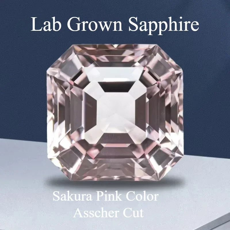 

Lab Grown Sapphire Sakura Pink Color Square Asscher Cut VVS1 Charms DIY For Jewelry Making Material Selectable AGL Certificate