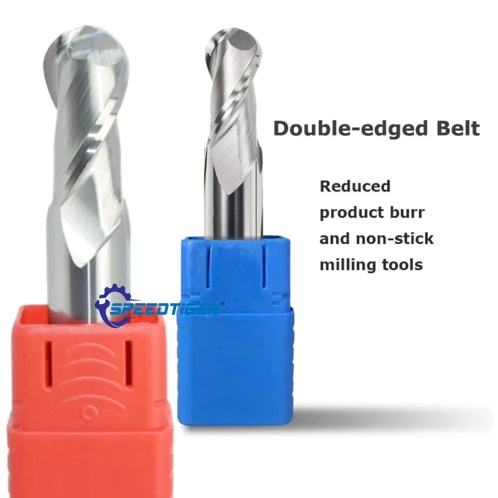 SPEEDTIGER Solid Carbide Ball Nose End Mill R0.5-R5.95 Uncoated Special for Aluminum Wood CNC 3D Curve Engraving Machining Tool