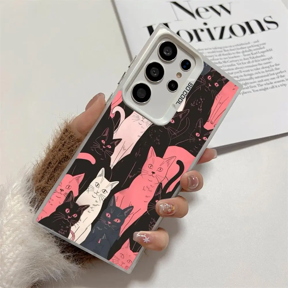 شاشة مليئة بالقطط جراب هاتف لهاتف جالاكسي S25 S24 S23 S22 S21 S20 Ultra/ FE/Plus غطاء خلفي مقاوم للصدمات مضاد للبصمة #5