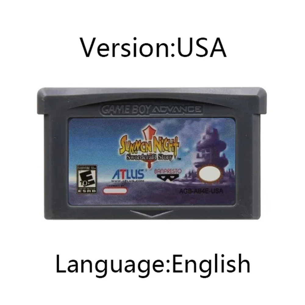 GBA Summon Night Game Cartridge 32-Bit Video Game Console Card Summon Night 2 For GBA NDS