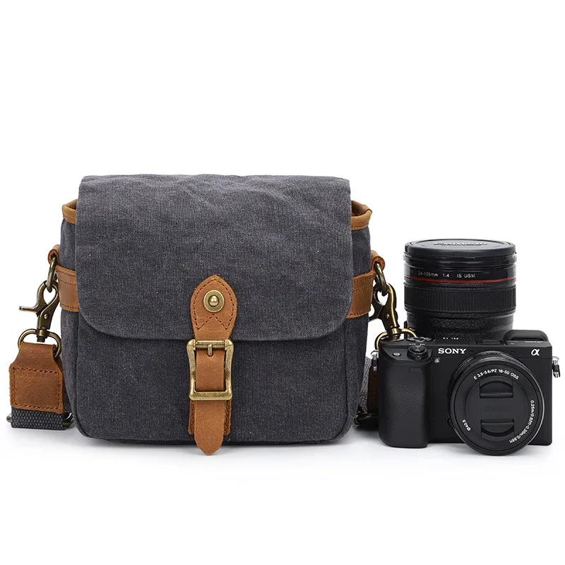 Canvas Camera Bag Outdoor Leisure Digital Camera Bag Waterproof Shoulder Crossbody Bag Photography Bag