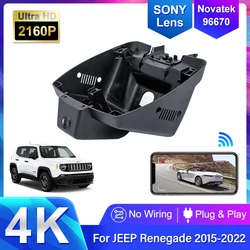 Dash Cam for JEEP Renegade 2015 to 2022,Plug and Play Car DVR OEM Style,4K 2160P Car Video Recorder Hidden DashCam