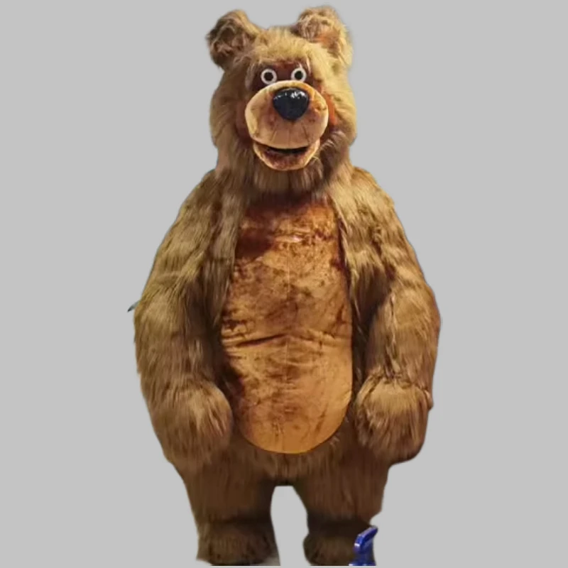 زي التميمة المزدوج العملاق القابل للنفخ على شكل دب وفتاة للبالغين، دمية المشي لإكسسوارات حفلات الهالوين وعيد الميلاد #5