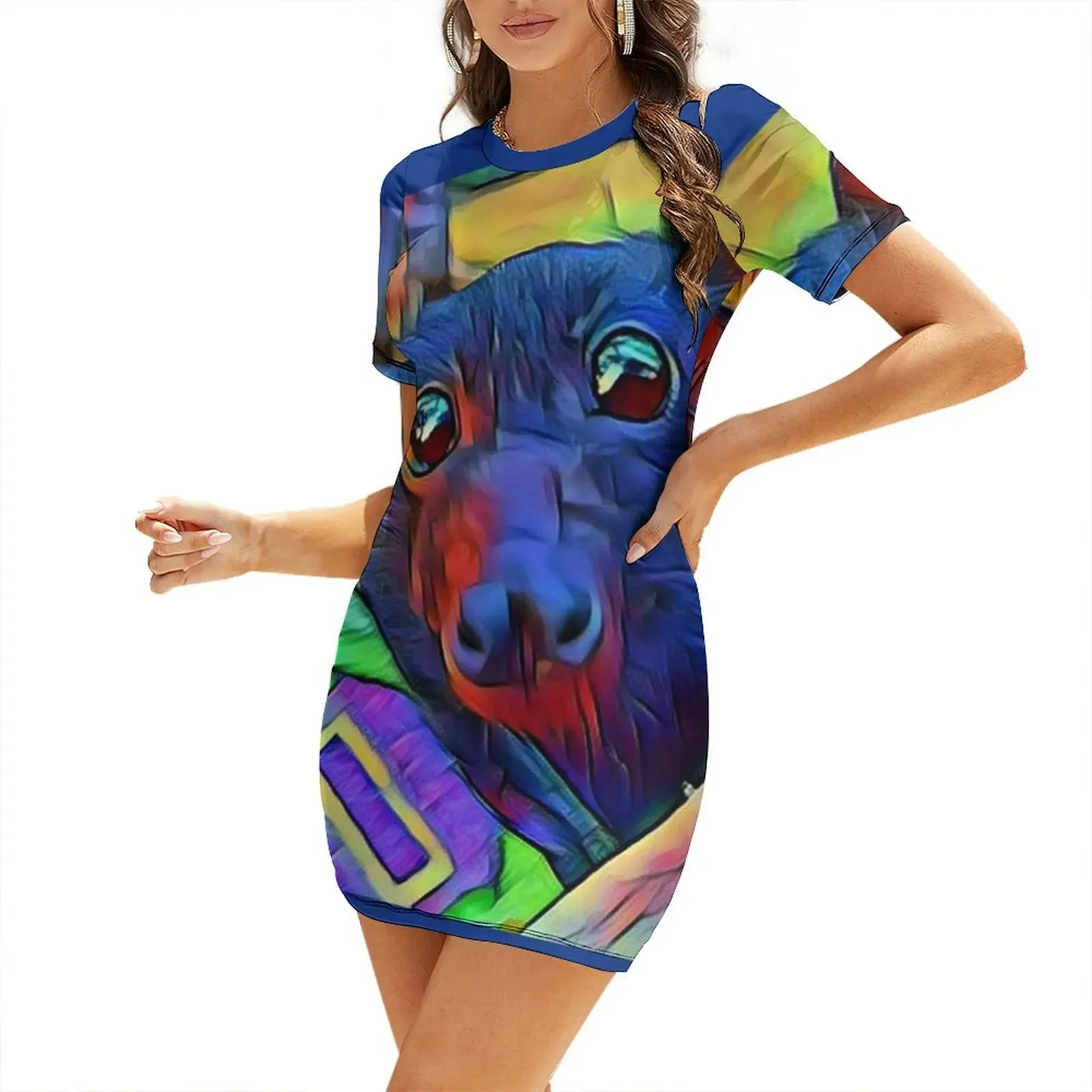 James le petit chauve-souris multicolore. Robe à manches courtes pour femmes enceintes, robes courtes sexy, robe d'été audacieuse pour femmes 2026