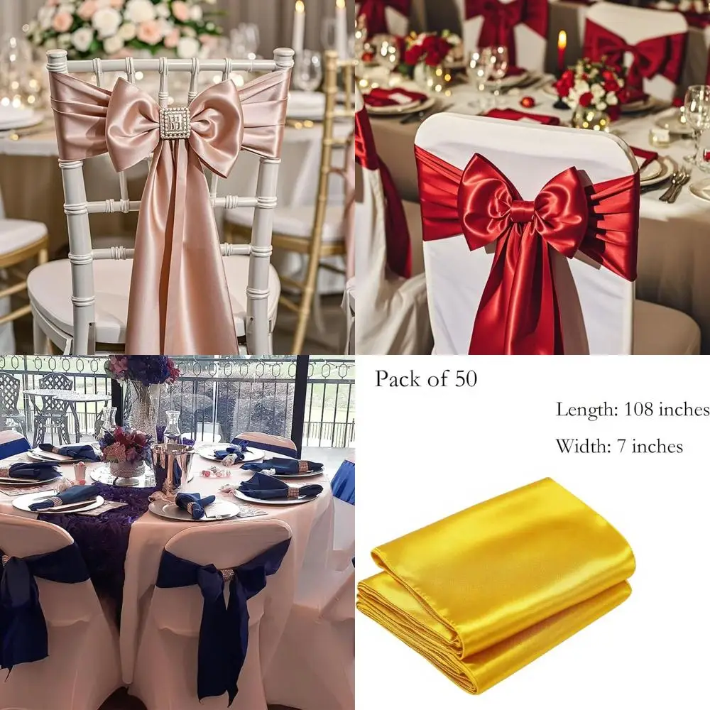 

50 Pack Dusty Rose Satin Chair Sashes for Weddings, Parties, and Special Events - 7x108 Inches Mauve Ribbons