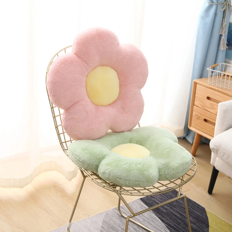 Fluffy Flower Pillow Long Plush Soft Pillow Seat Cushion Baby Kids Floor Play Mat Chair Cushion Sofa Home Car Decor Pillow Gifts