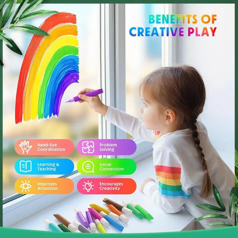 

(NEW) 48 Pcs Suncatcher Paint Pens For Kids Stained Glass Window Art Paint Pens Suncatcher Paint Crafts Sets For Kids